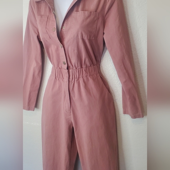 Nasty Gal Mauve Pink Boiler Suit Jumpsuit Utility  Coveralls Boilersuit Size 2 - Picture 7 of 9